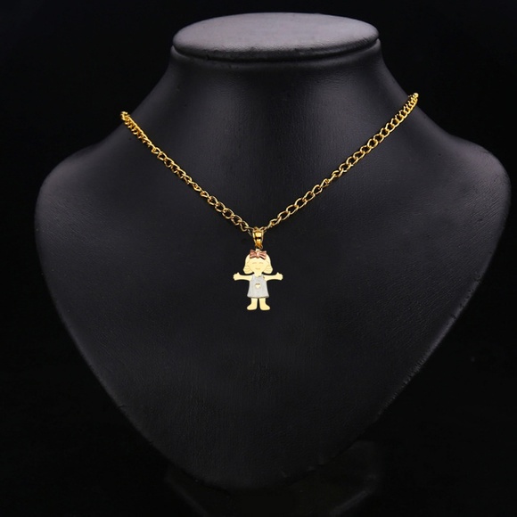 14K Tri Color Gold Girl Pendant